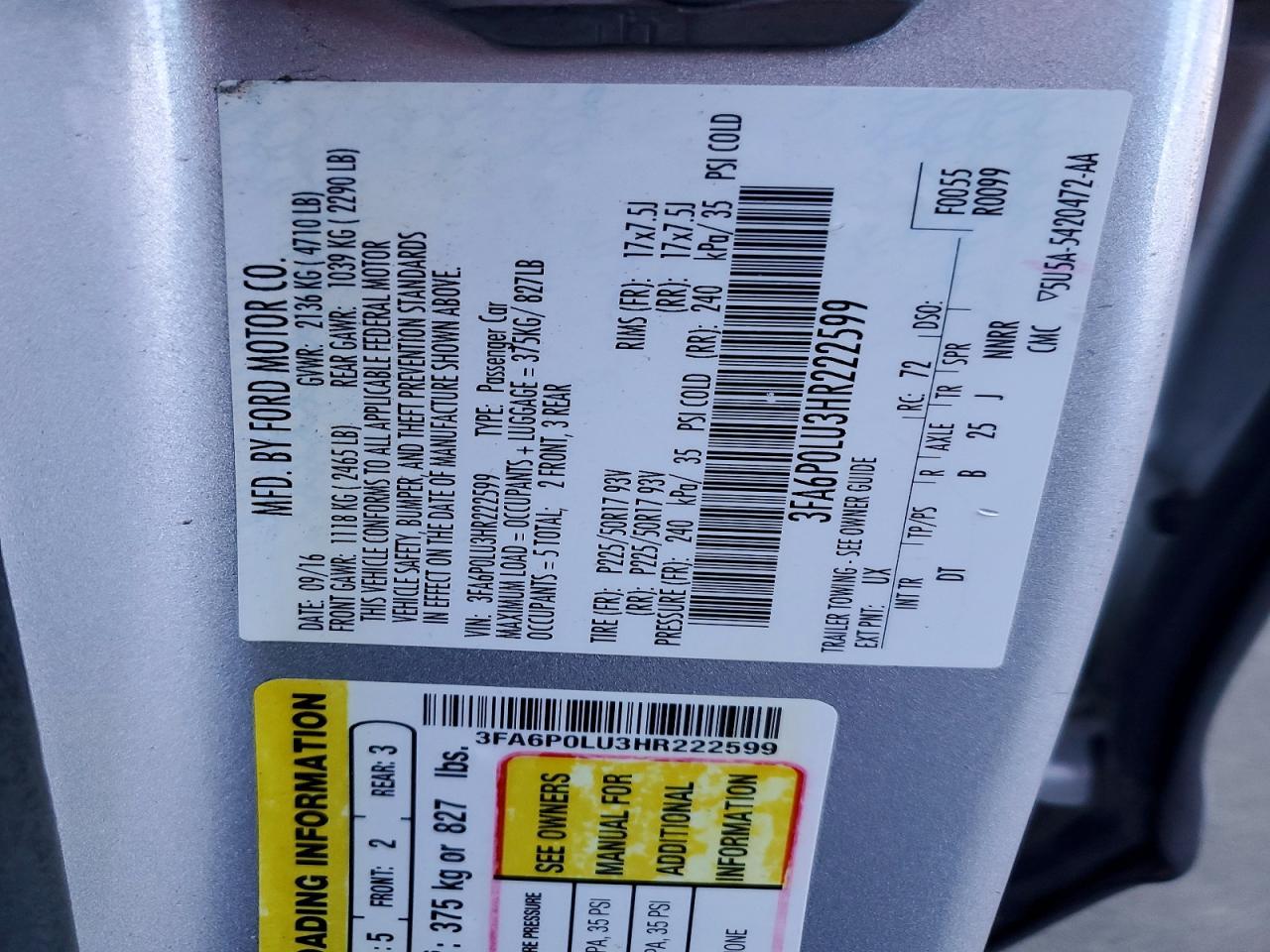 2017 FORD FUSION