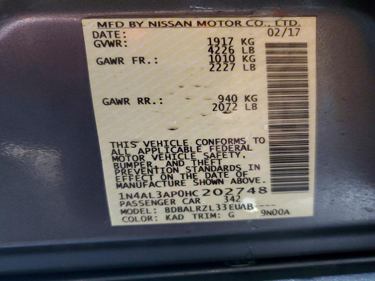 2017 NISSAN ALTIMA