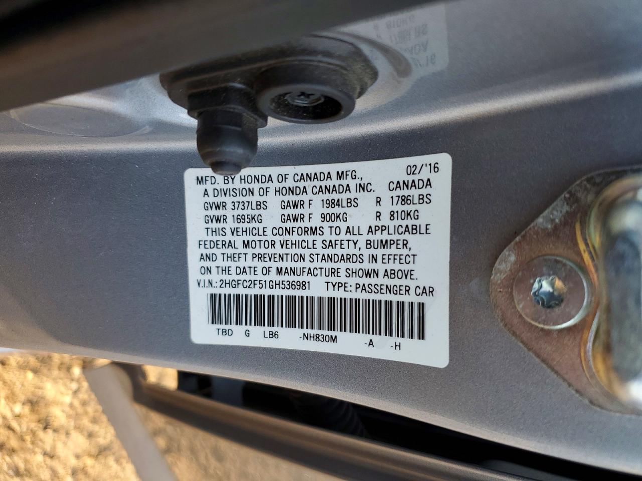 2016 HONDA CIVIC