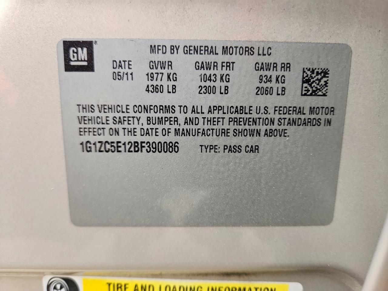 2011 CHEVROLET MALIBU