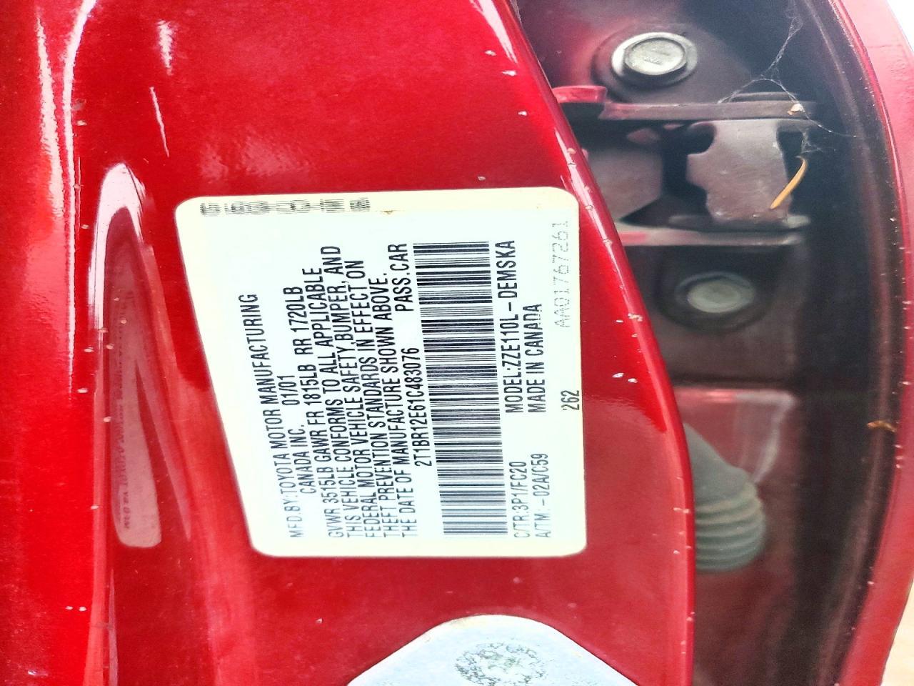 2001 TOYOTA COROLLA