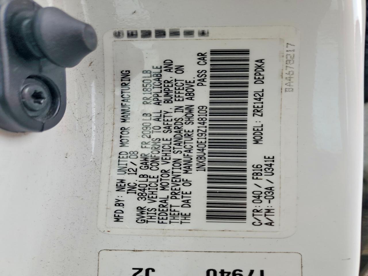 2009 TOYOTA COROLLA