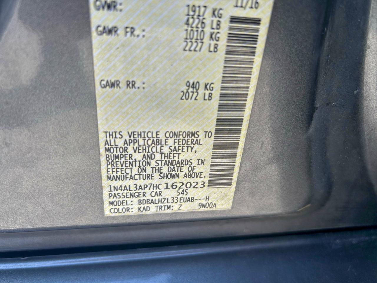 2017 NISSAN ALTIMA