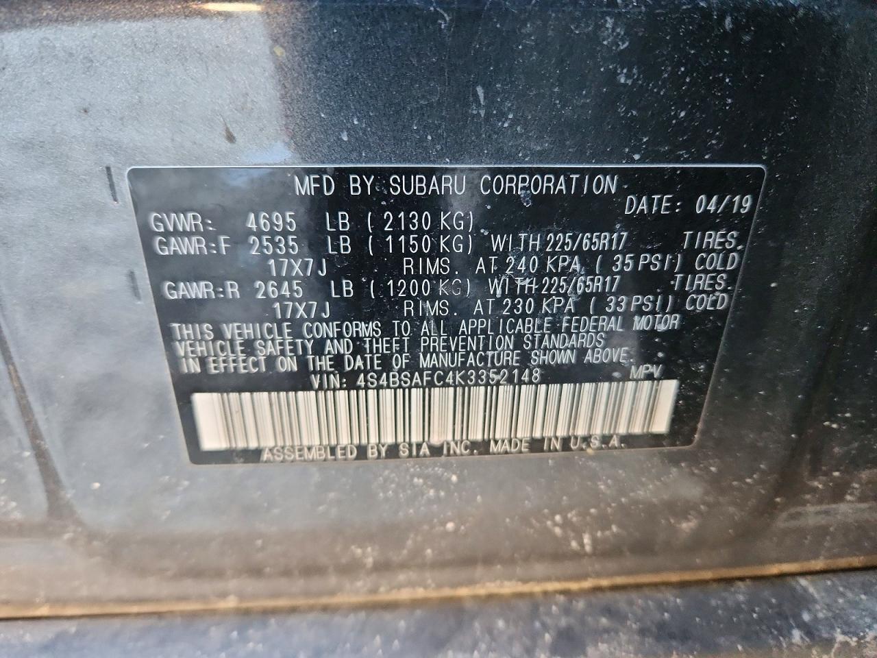 2019 SUBARU Outback