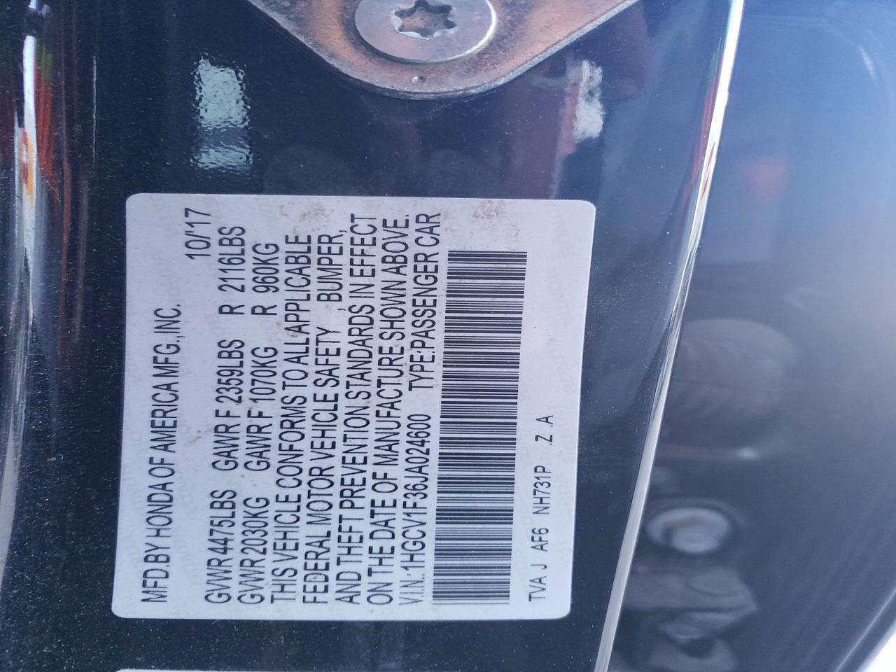 2018 HONDA ACCORD