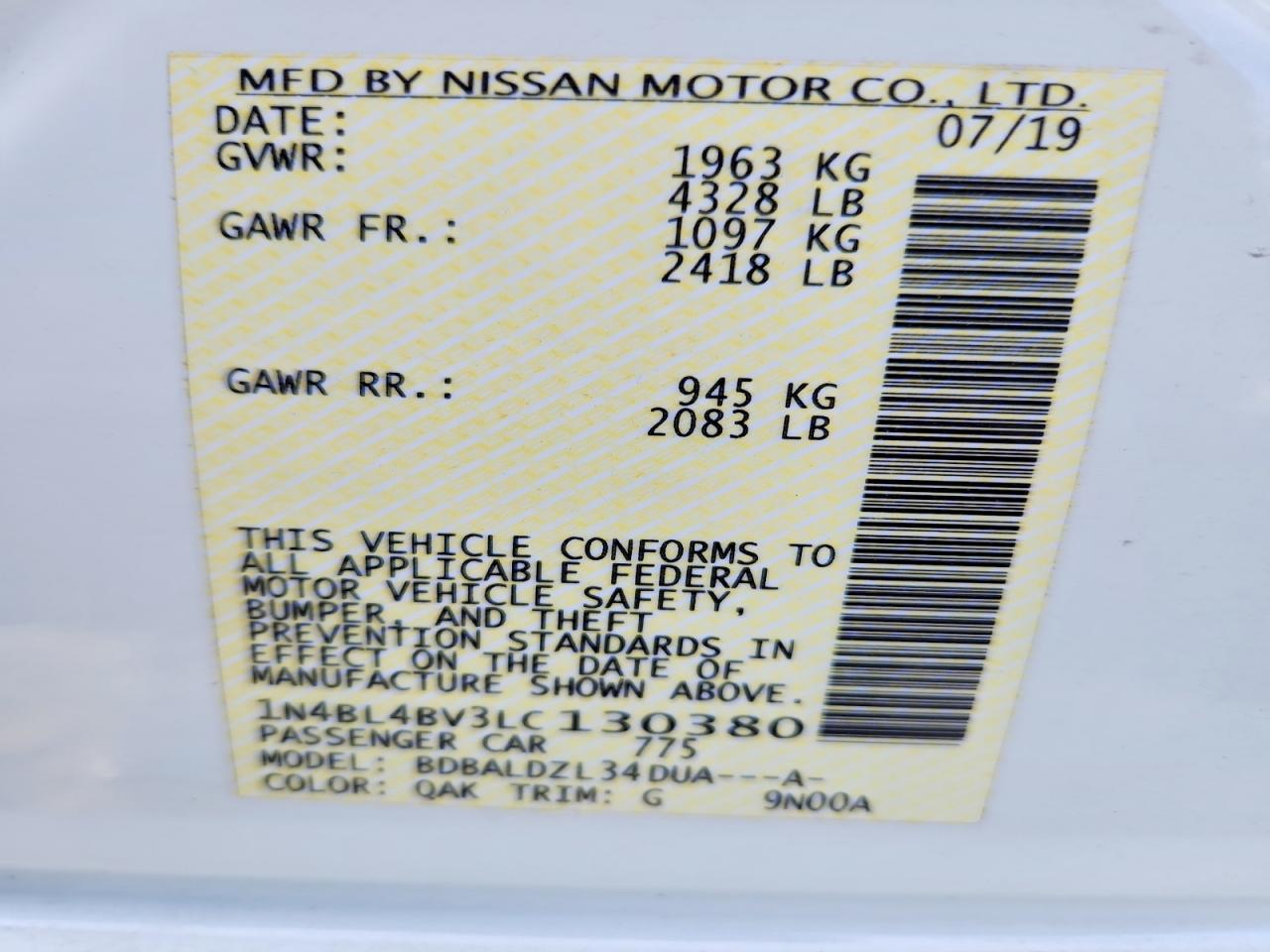 2020 NISSAN ALTIMA
