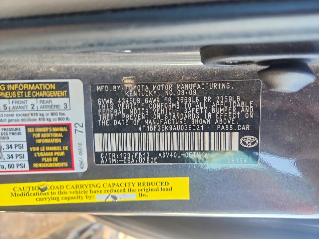 2010 TOYOTA CAMRY