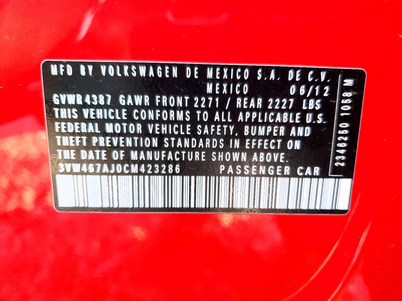 2012 VOLKSWAGEN JETTA