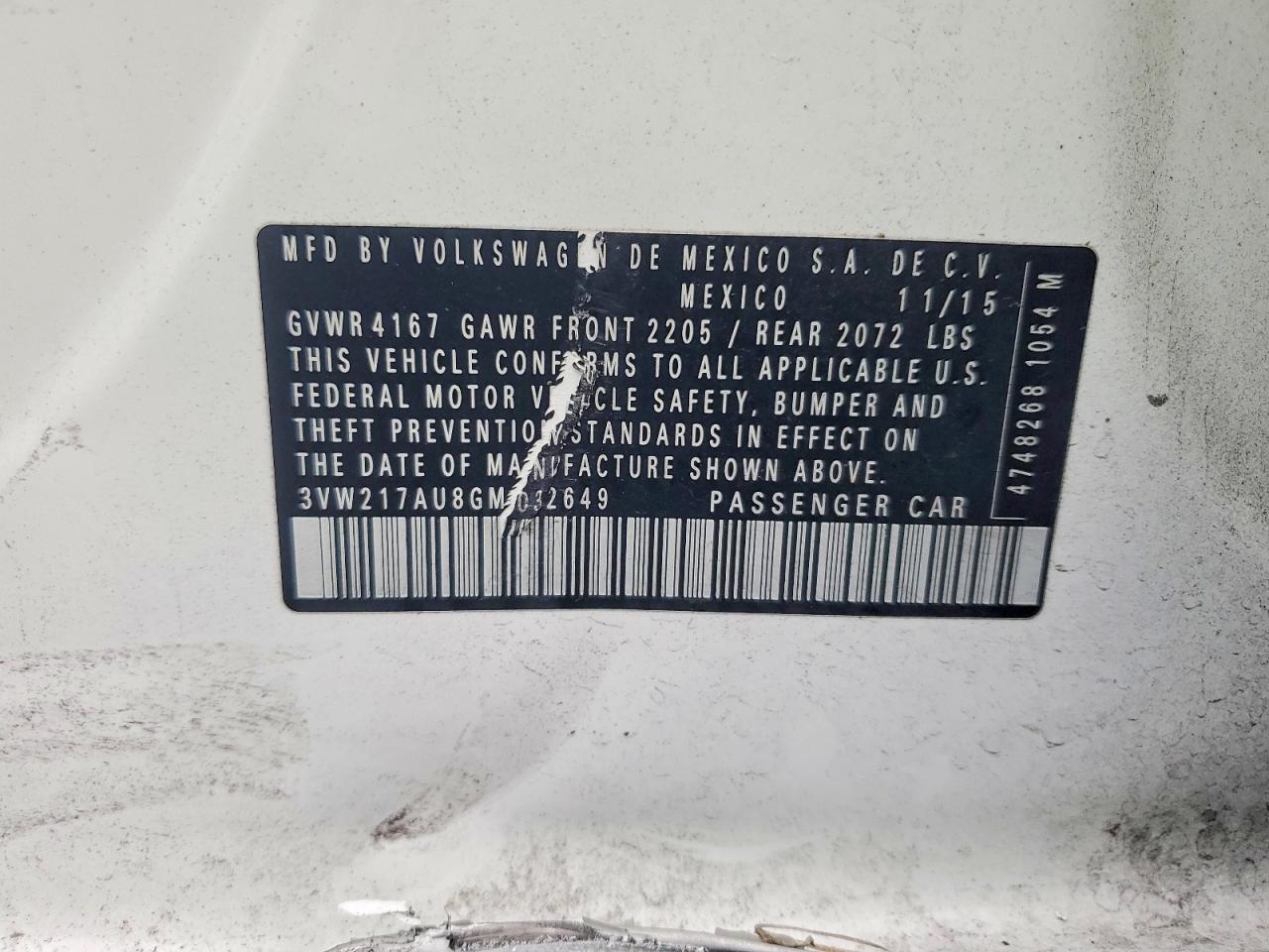 2016 VOLKSWAGEN GOLF