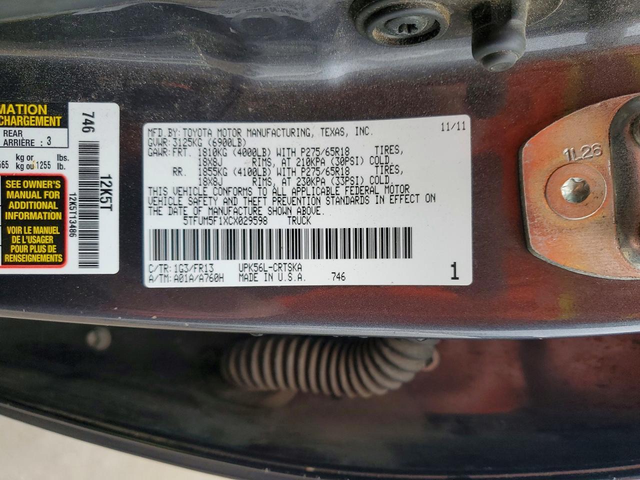 2012 TOYOTA TUNDRA