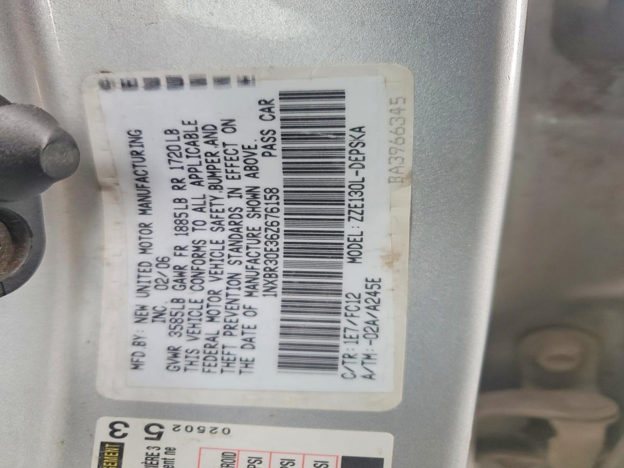 2006 TOYOTA COROLLA