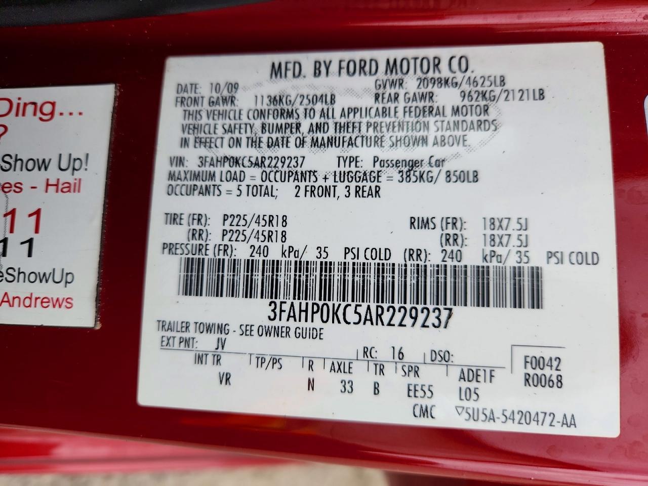 2010 FORD FUSION