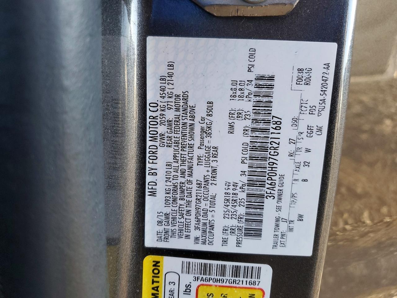 2016 FORD FUSION