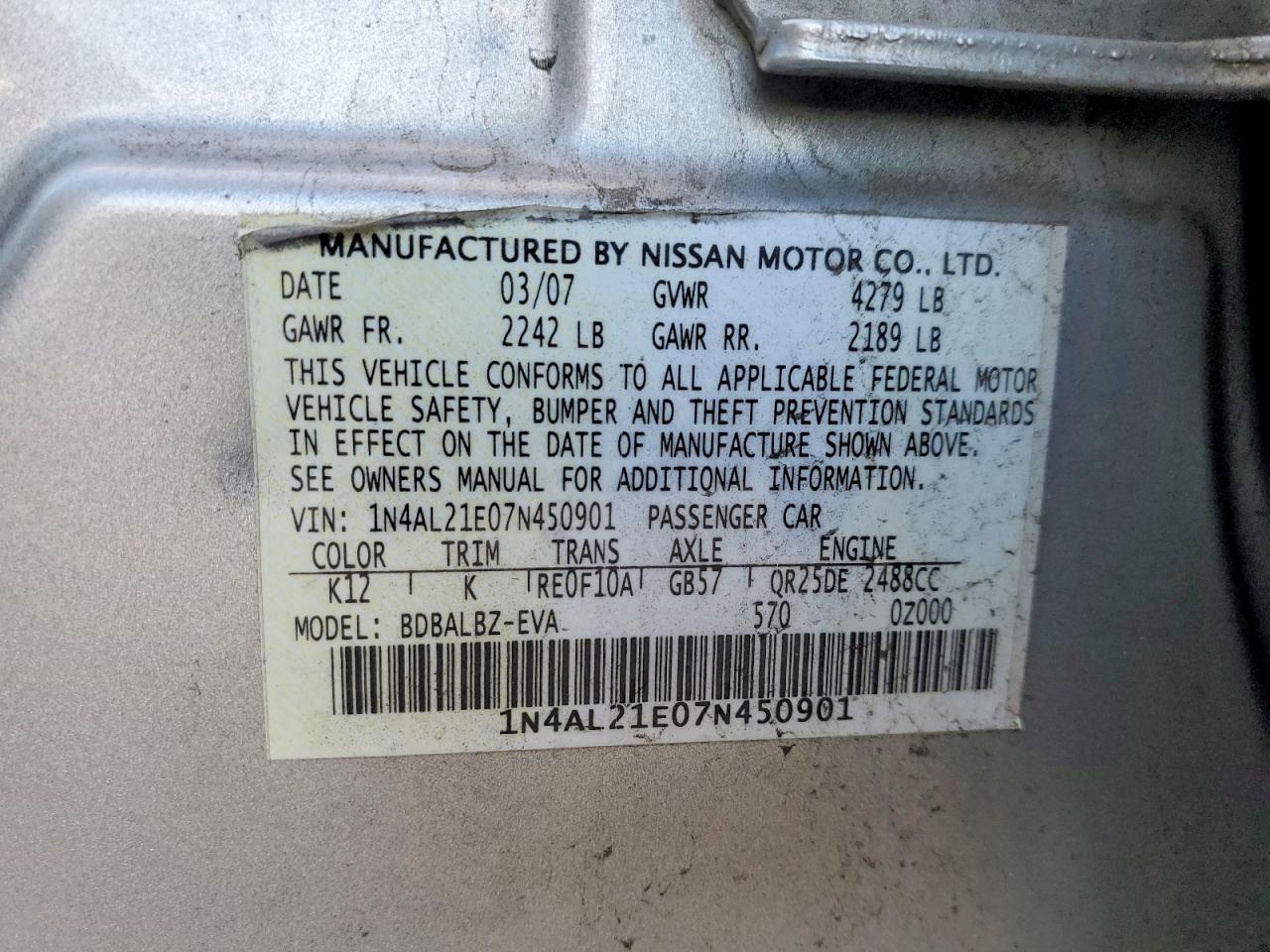 2007 NISSAN ALTIMA
