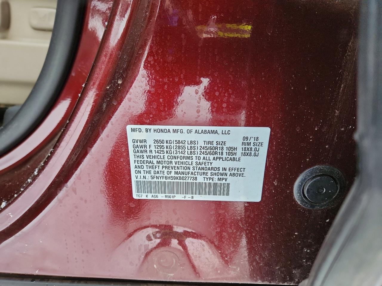 2019 HONDA PILOT