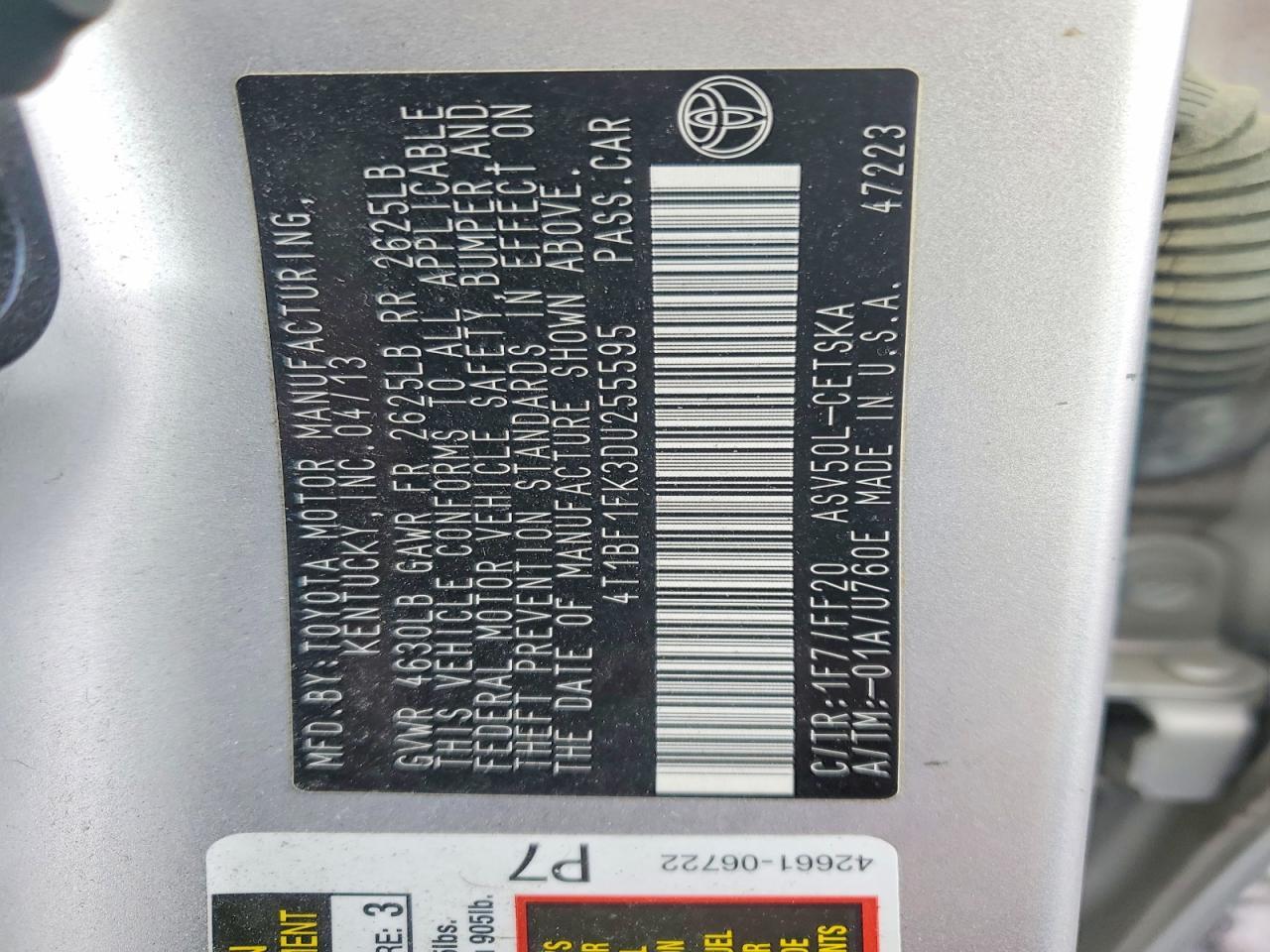 2013 TOYOTA CAMRY