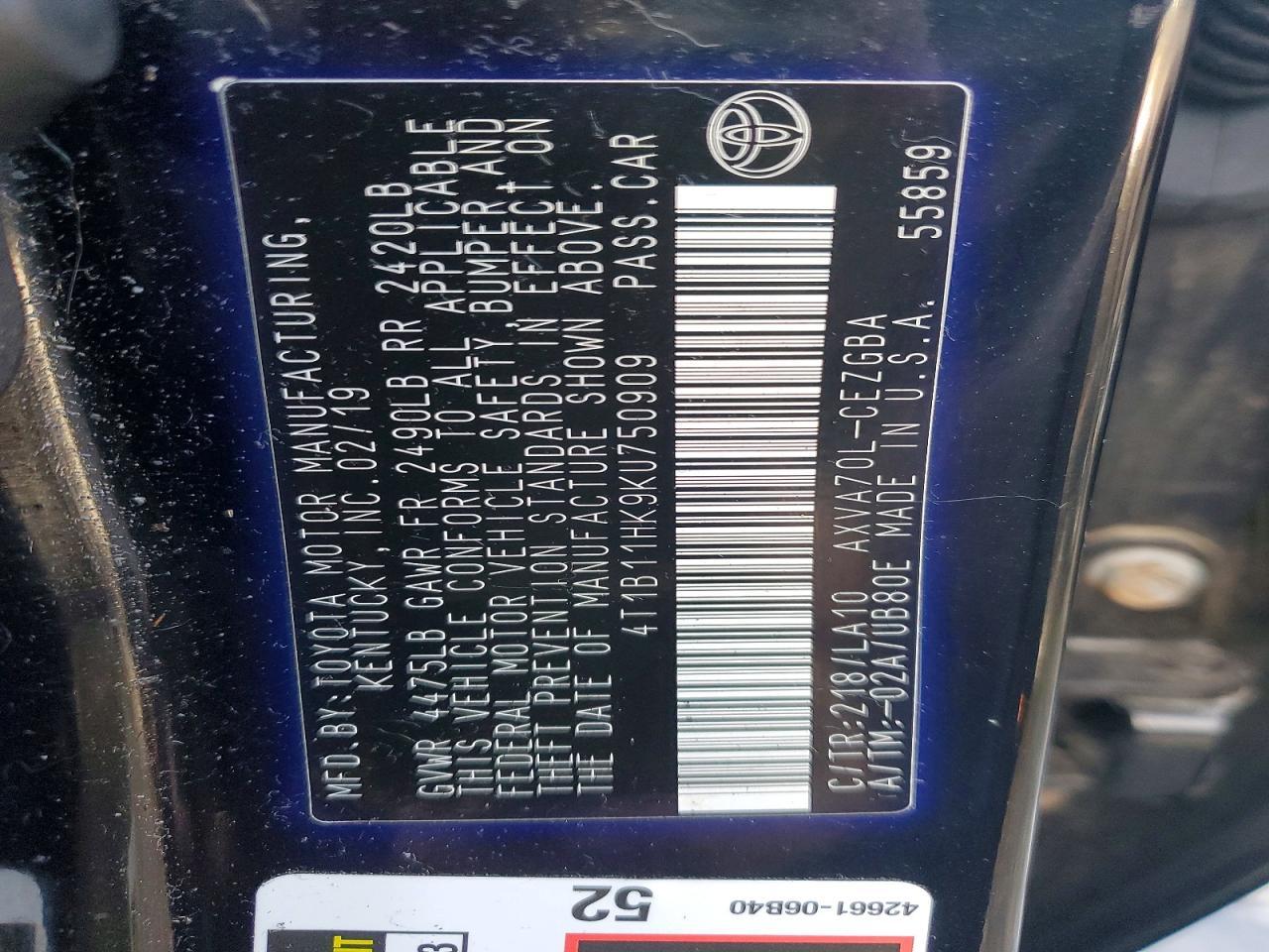 2019 TOYOTA CAMRY