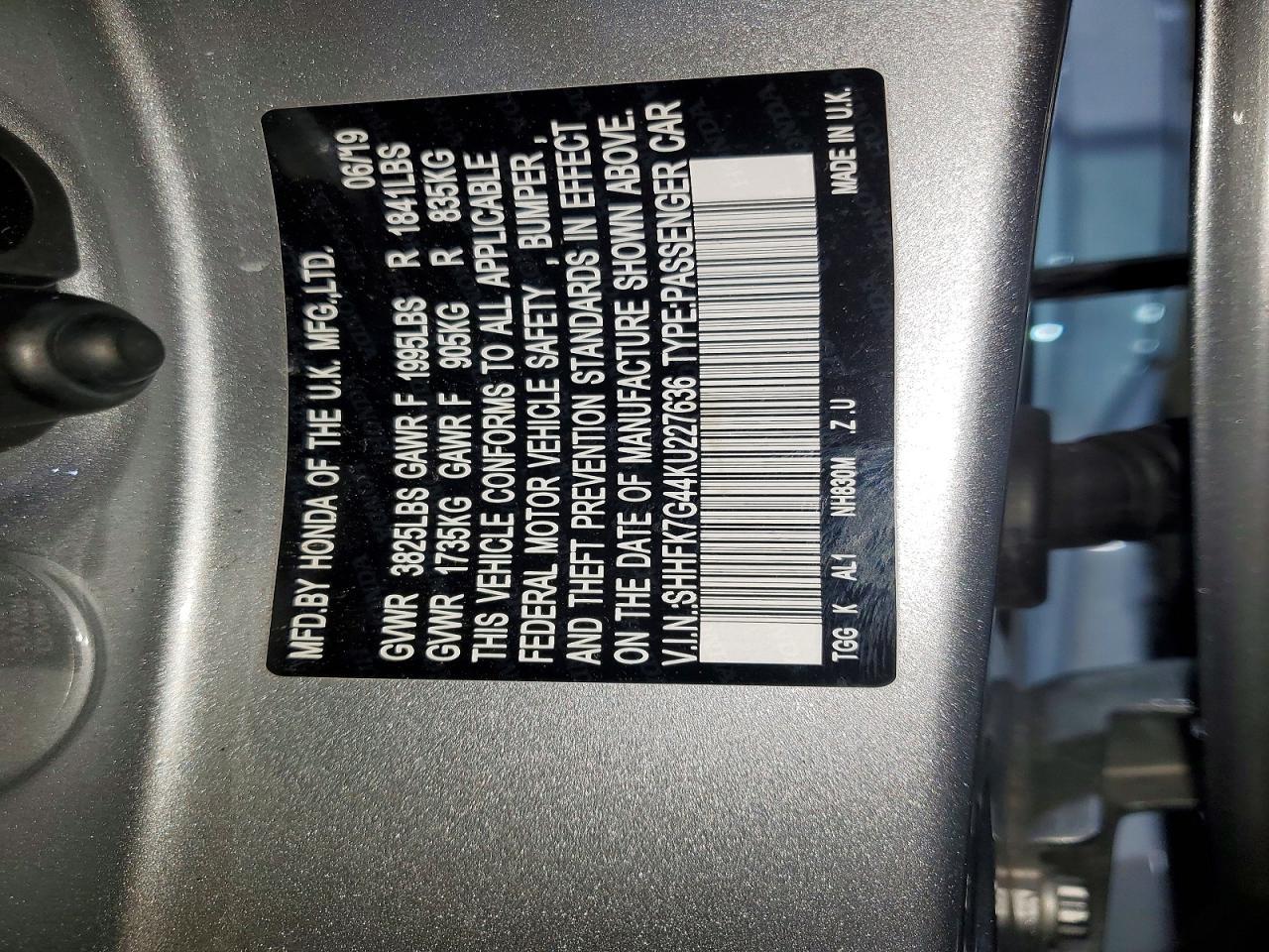 2019 HONDA CIVIC