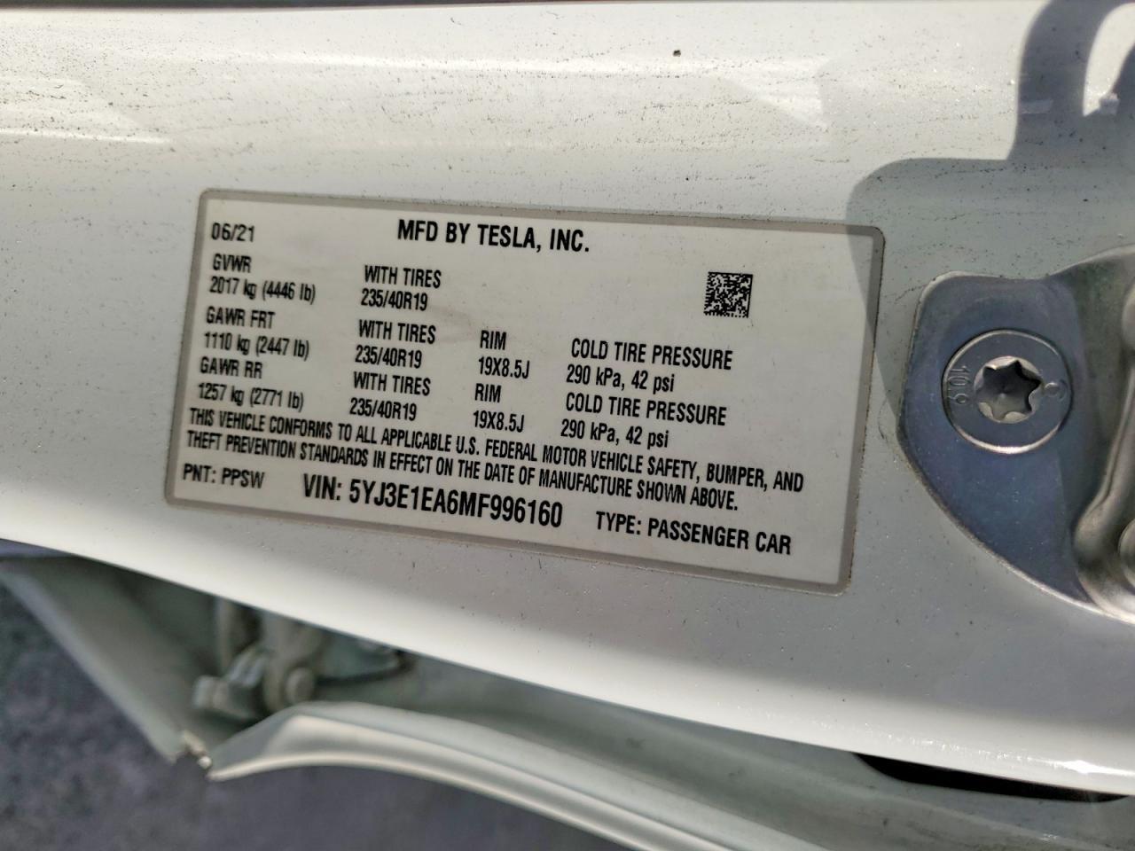 2021 TESLA MODEL 3