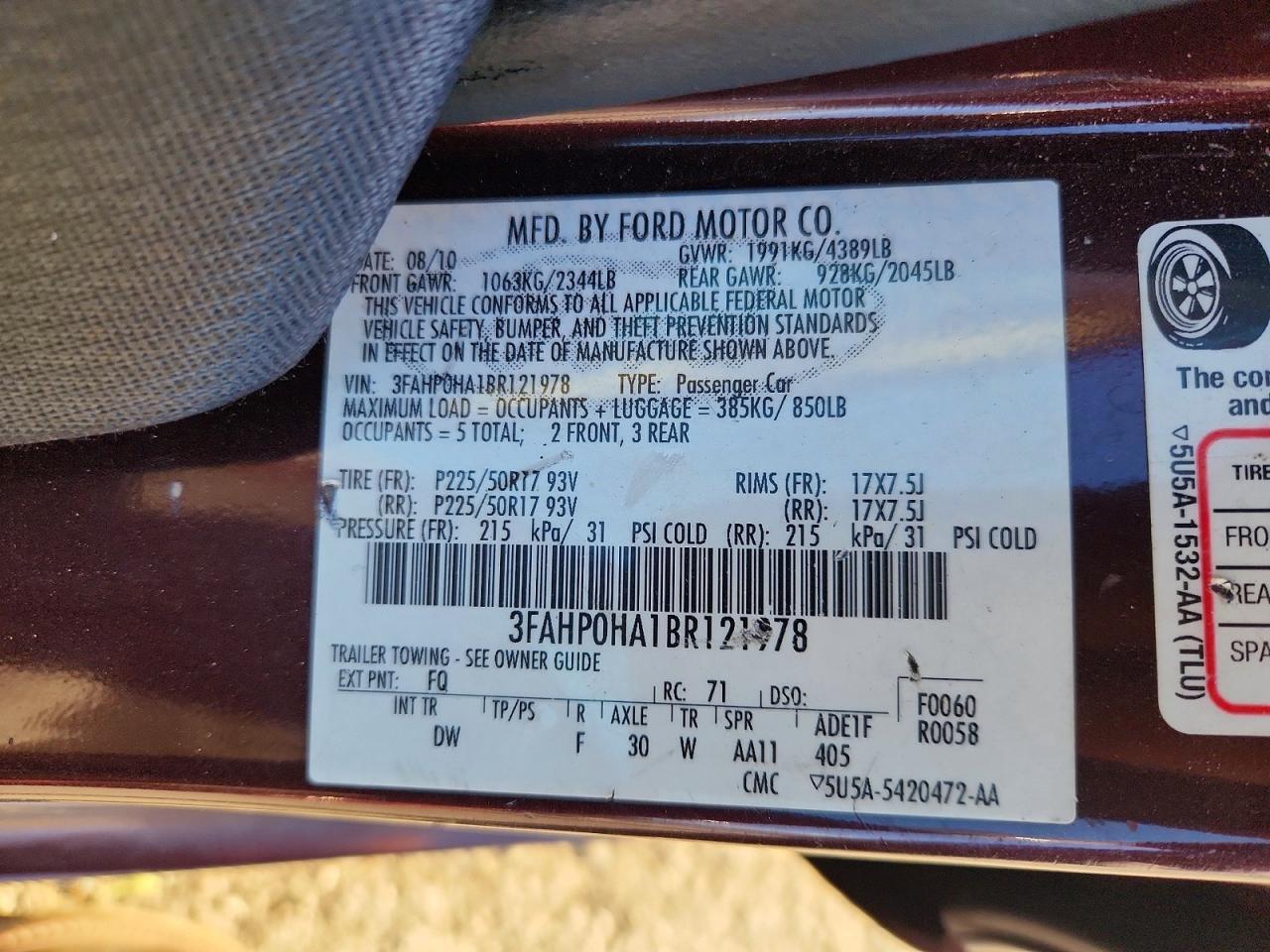 2011 FORD FUSION