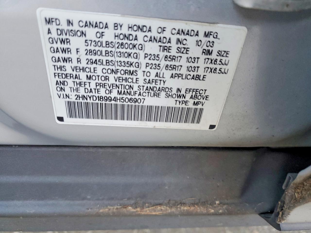 2004 ACURA MDX