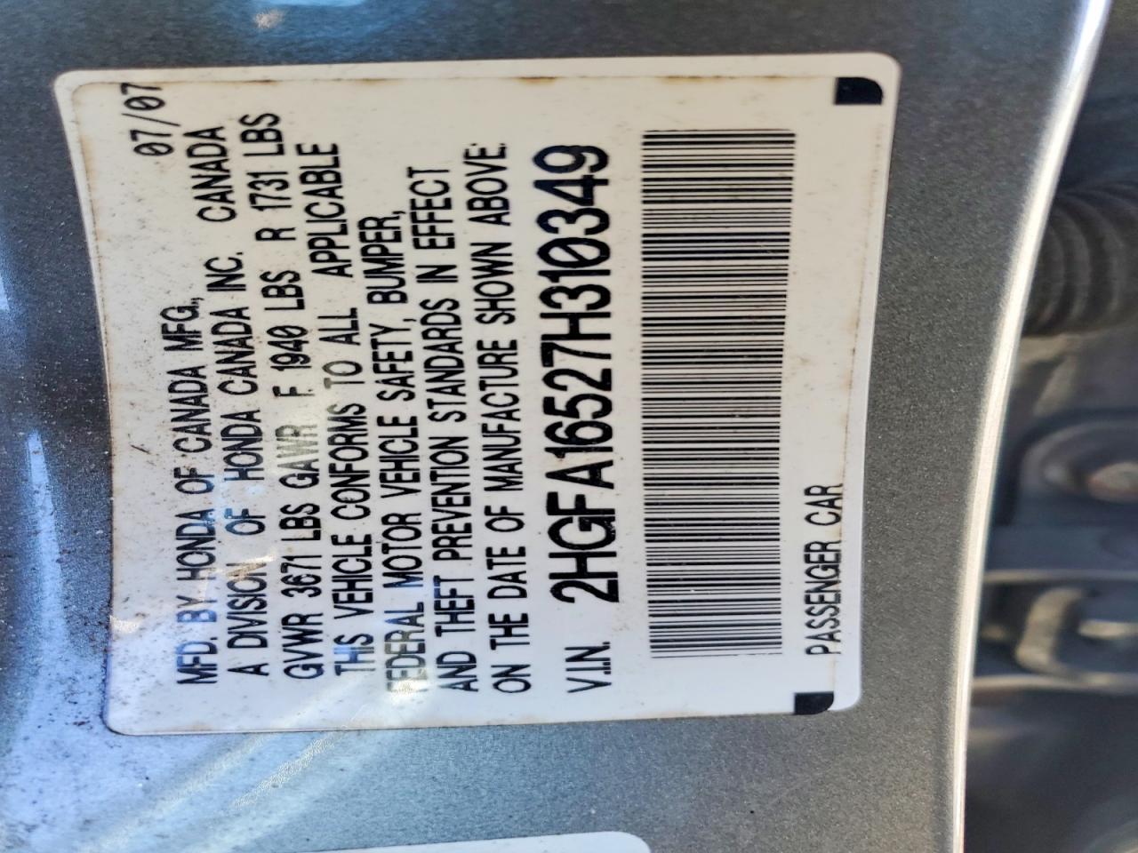 2007 HONDA CIVIC