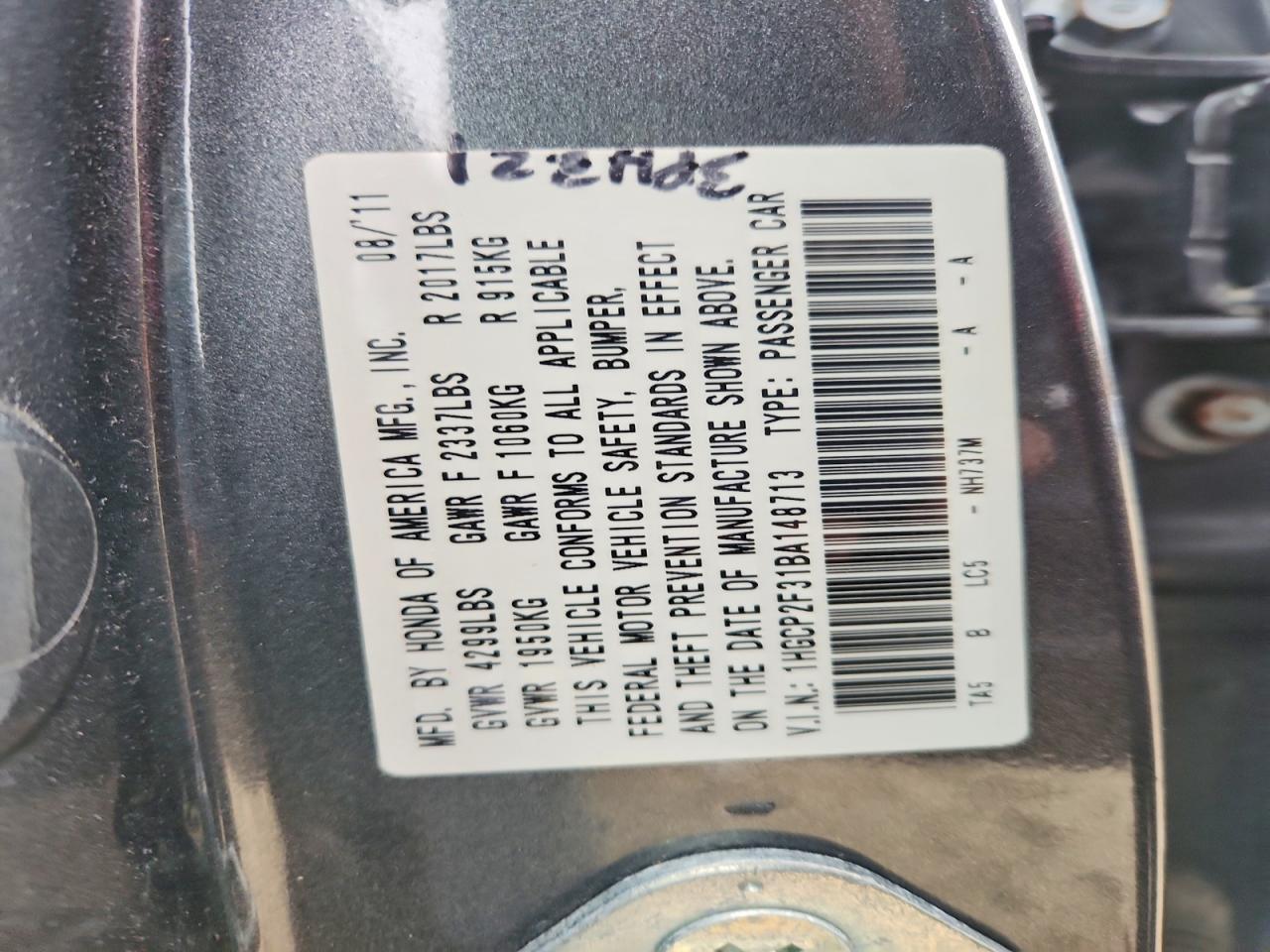 2011 HONDA ACCORD