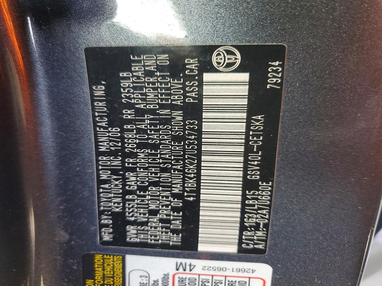 2007 TOYOTA CAMRY