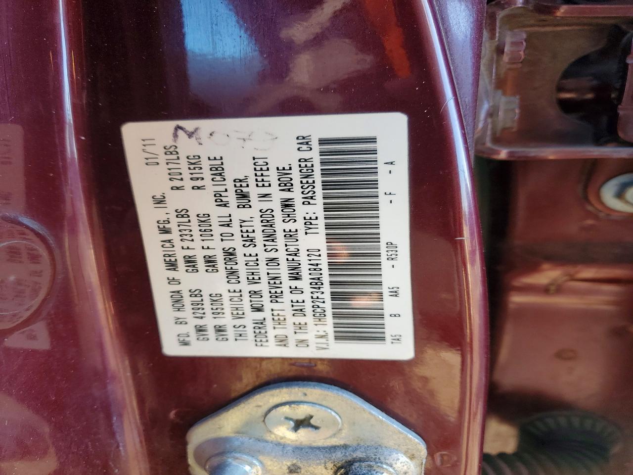 2011 HONDA ACCORD