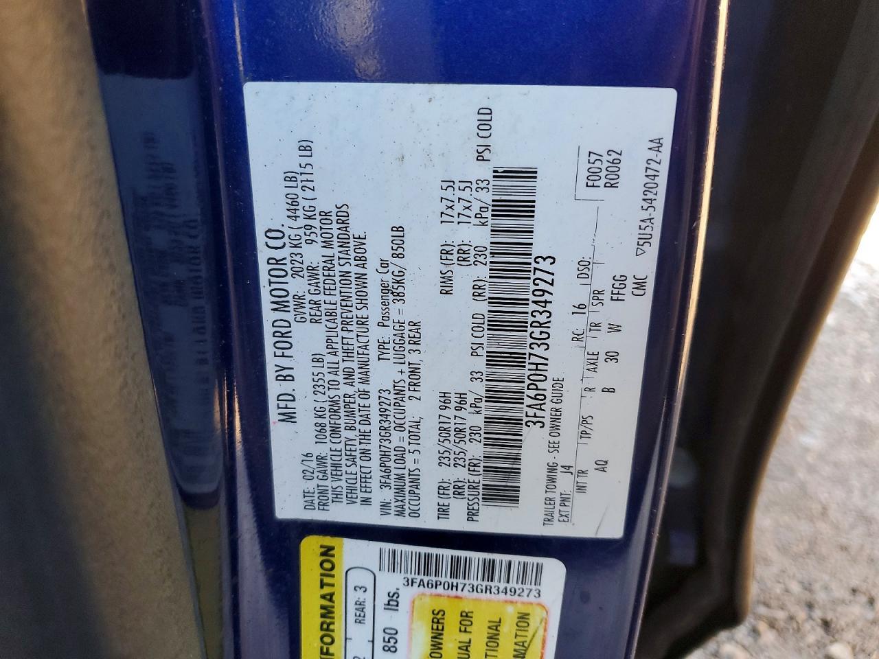 2016 FORD FUSION