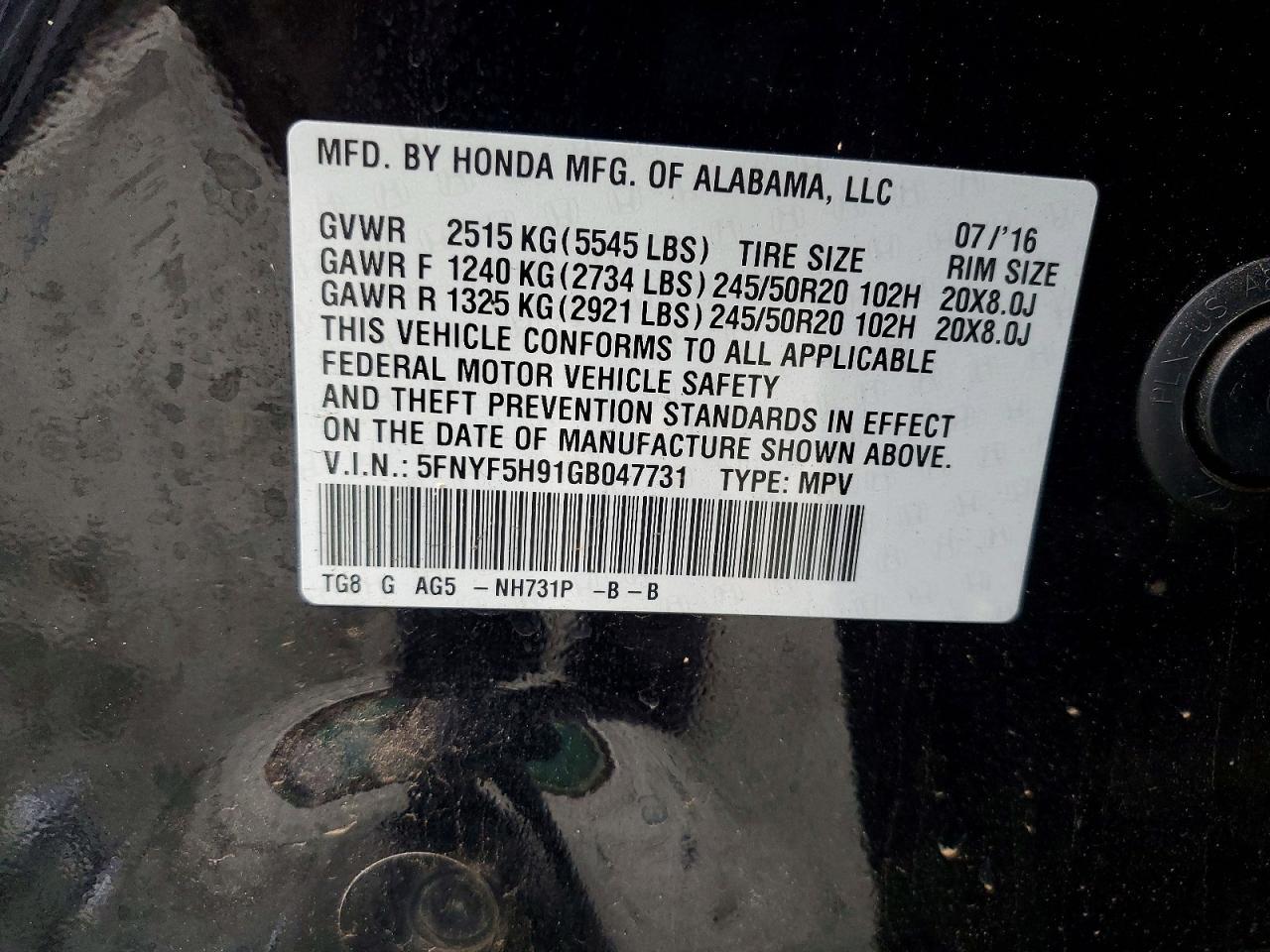 2016 HONDA PILOT