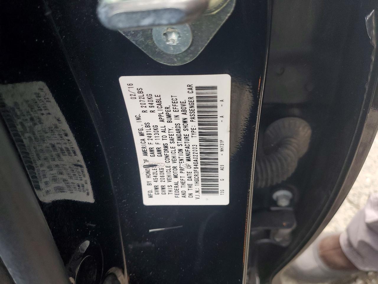 2016 HONDA ACCORD