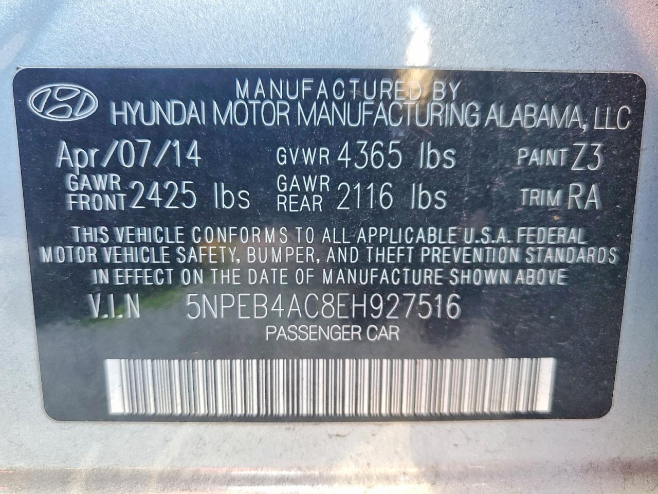 2014 HYUNDAI SONATA