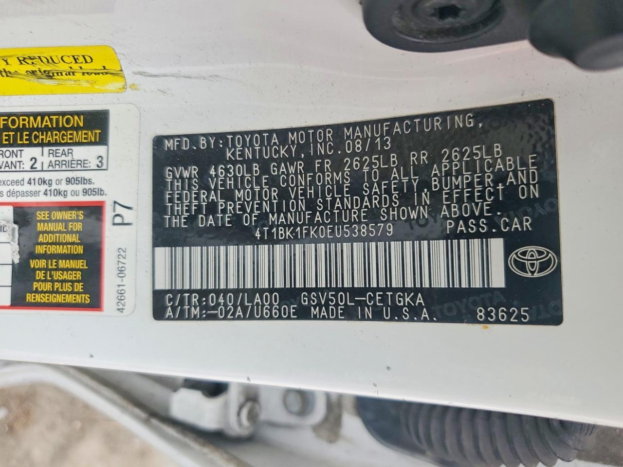 2014 TOYOTA CAMRY