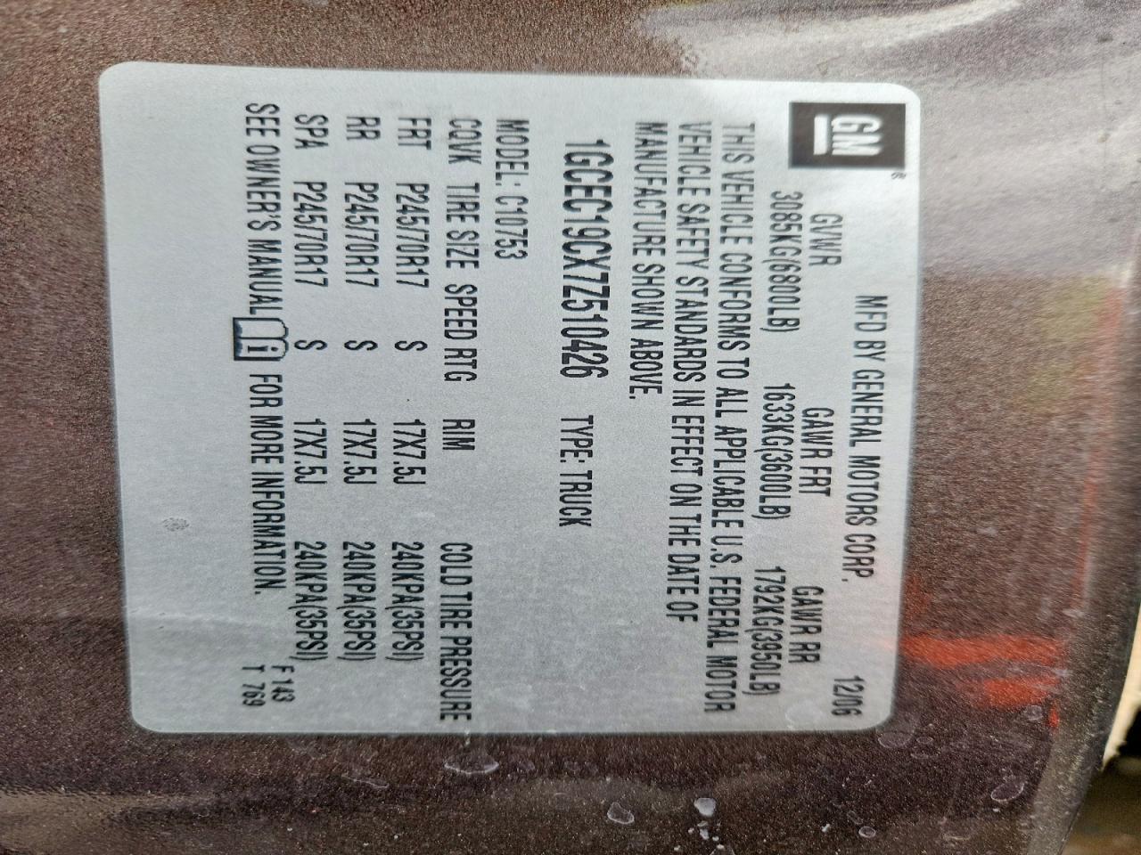 2007 CHEVROLET SILVERADO 1500