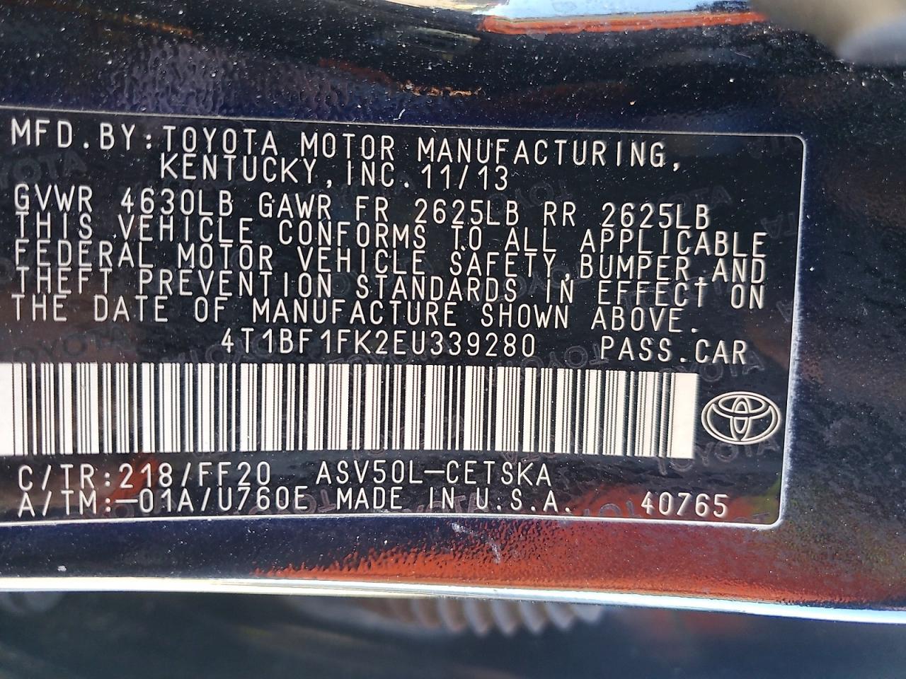 2014 TOYOTA CAMRY