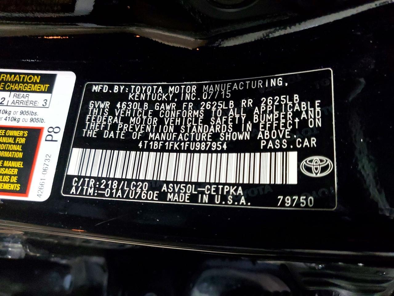 2015 TOYOTA CAMRY
