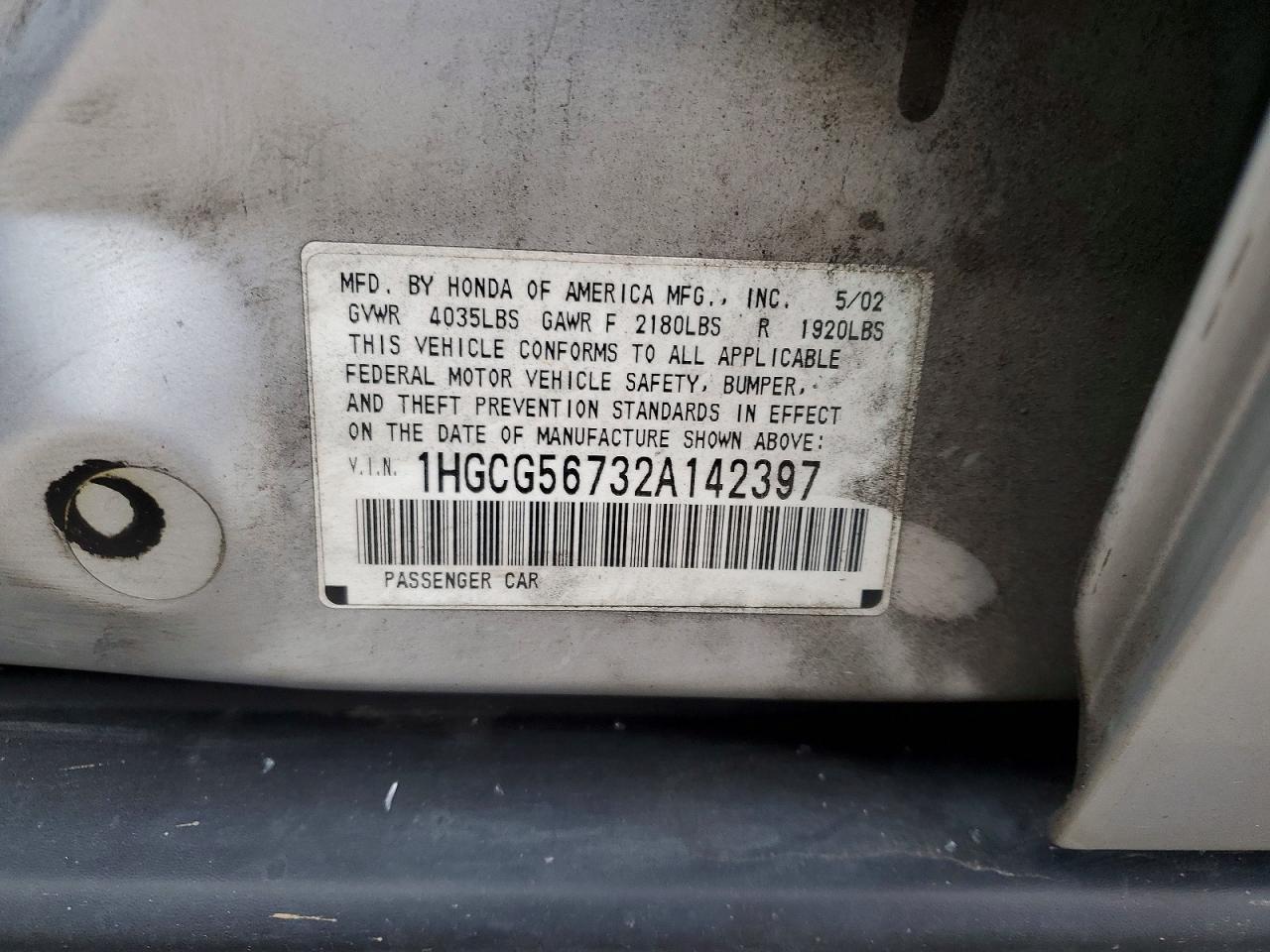 2002 HONDA ACCORD