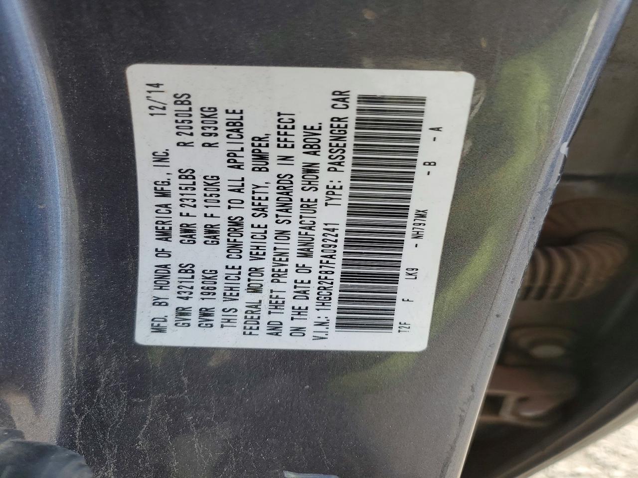 2015 HONDA ACCORD