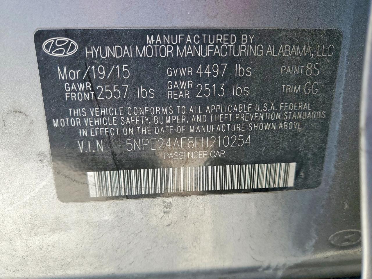 2015 HYUNDAI SONATA