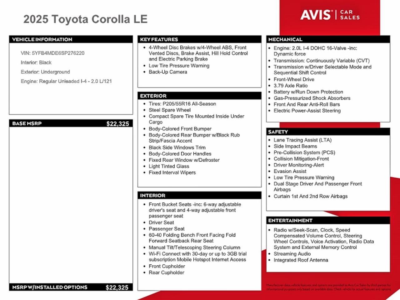 2025 TOYOTA COROLLA
