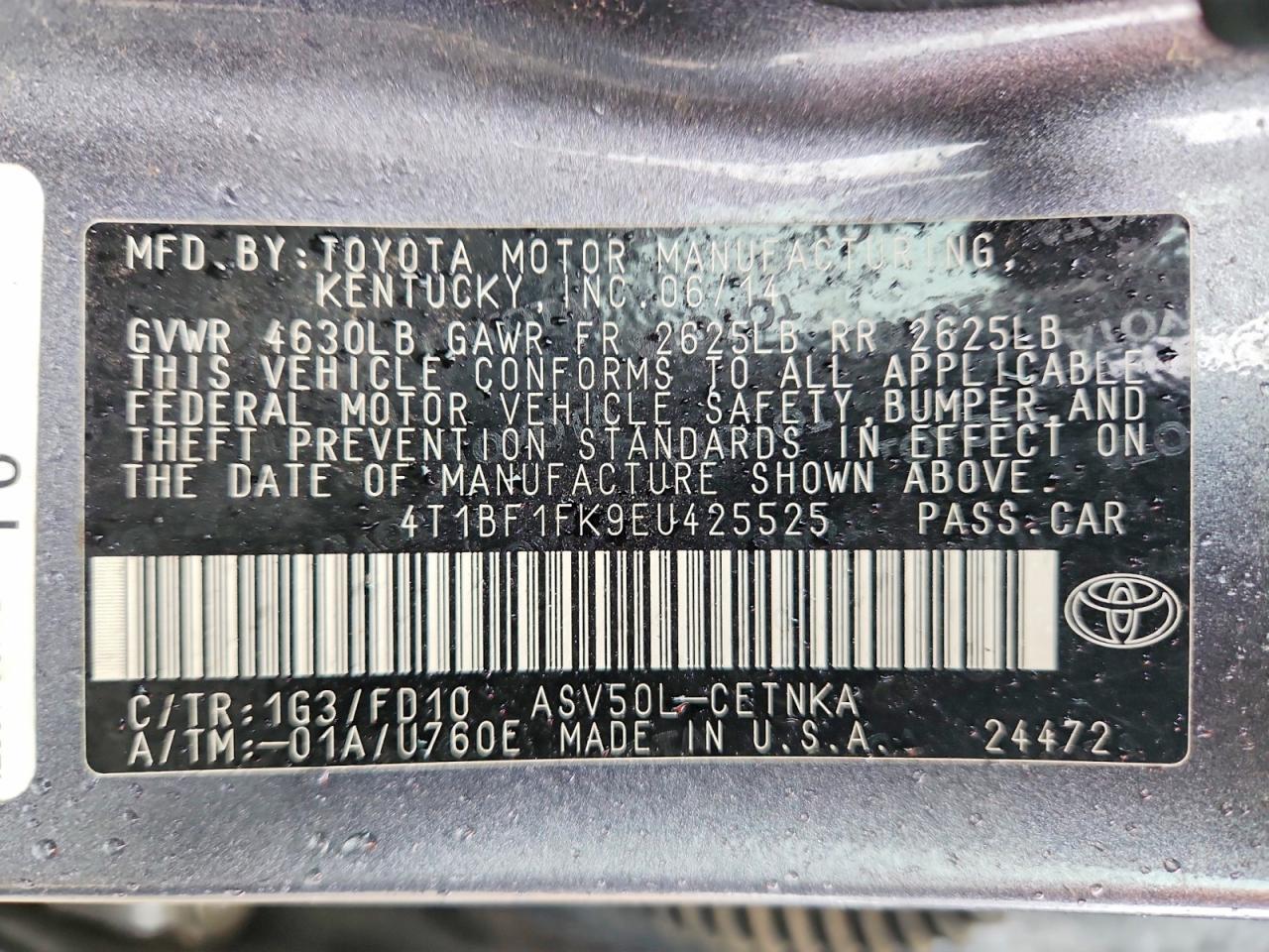 2014 TOYOTA CAMRY