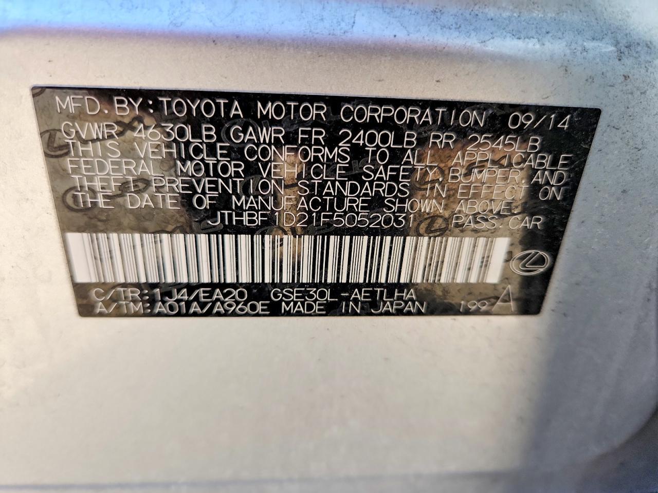 2015 LEXUS IS 250