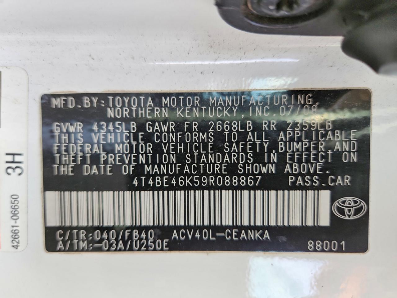 2009 TOYOTA CAMRY