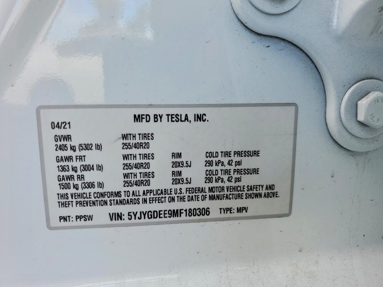 2021 TESLA MODEL Y