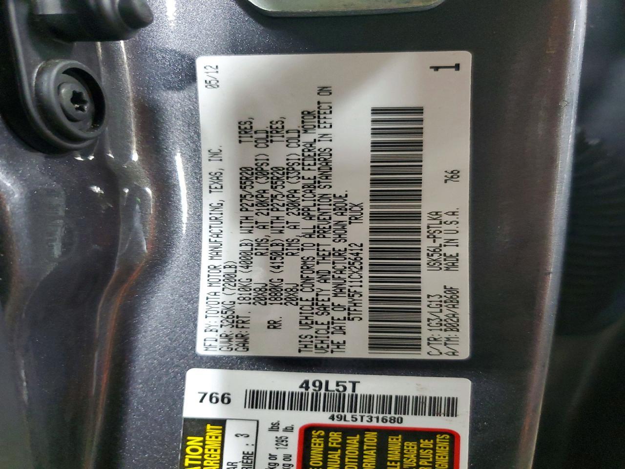 2012 TOYOTA TUNDRA
