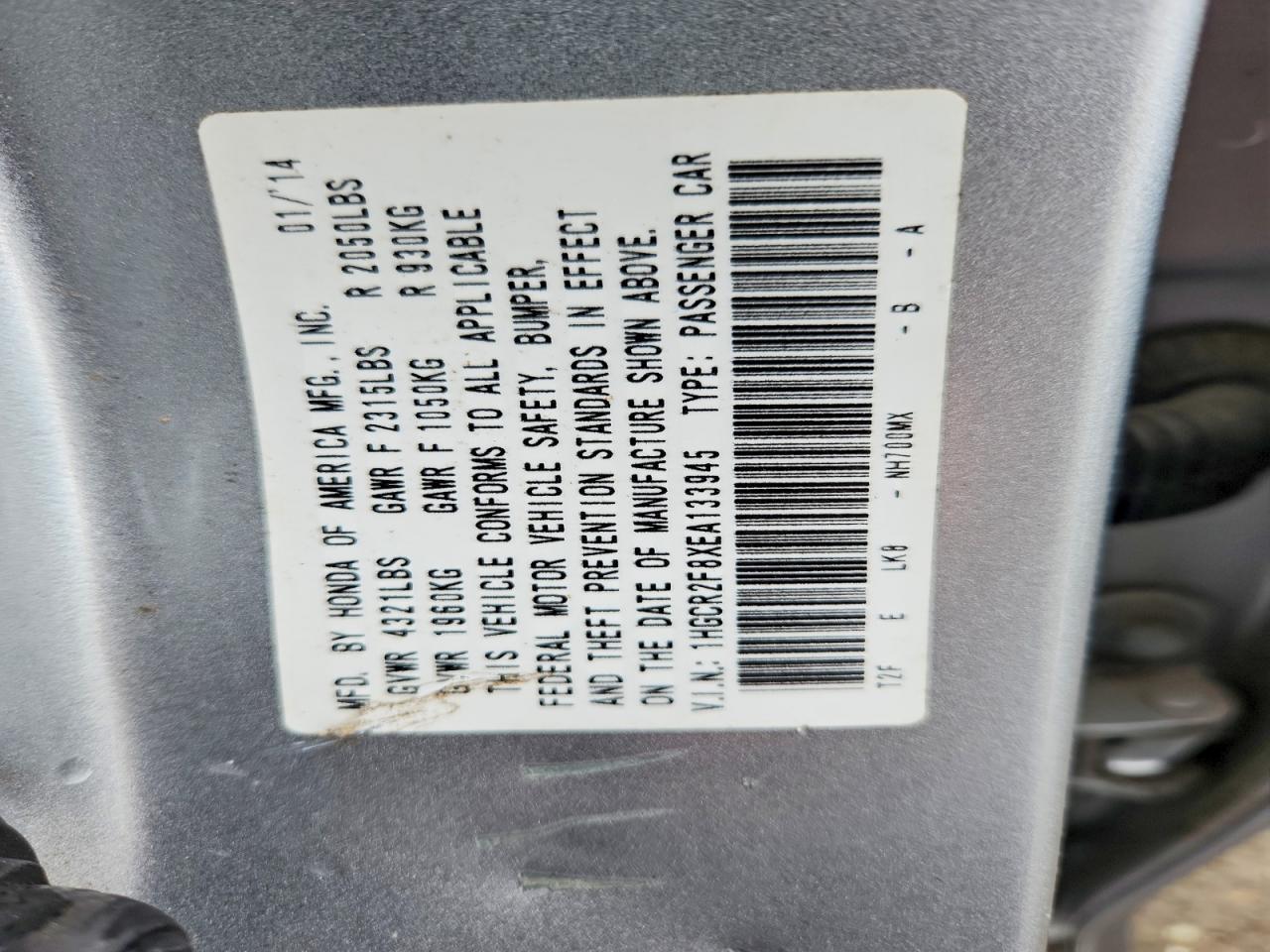2014 HONDA ACCORD