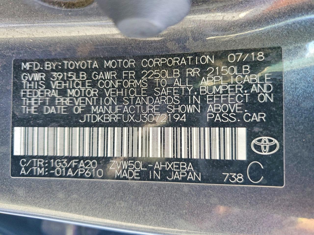 2018 TOYOTA PRIUS