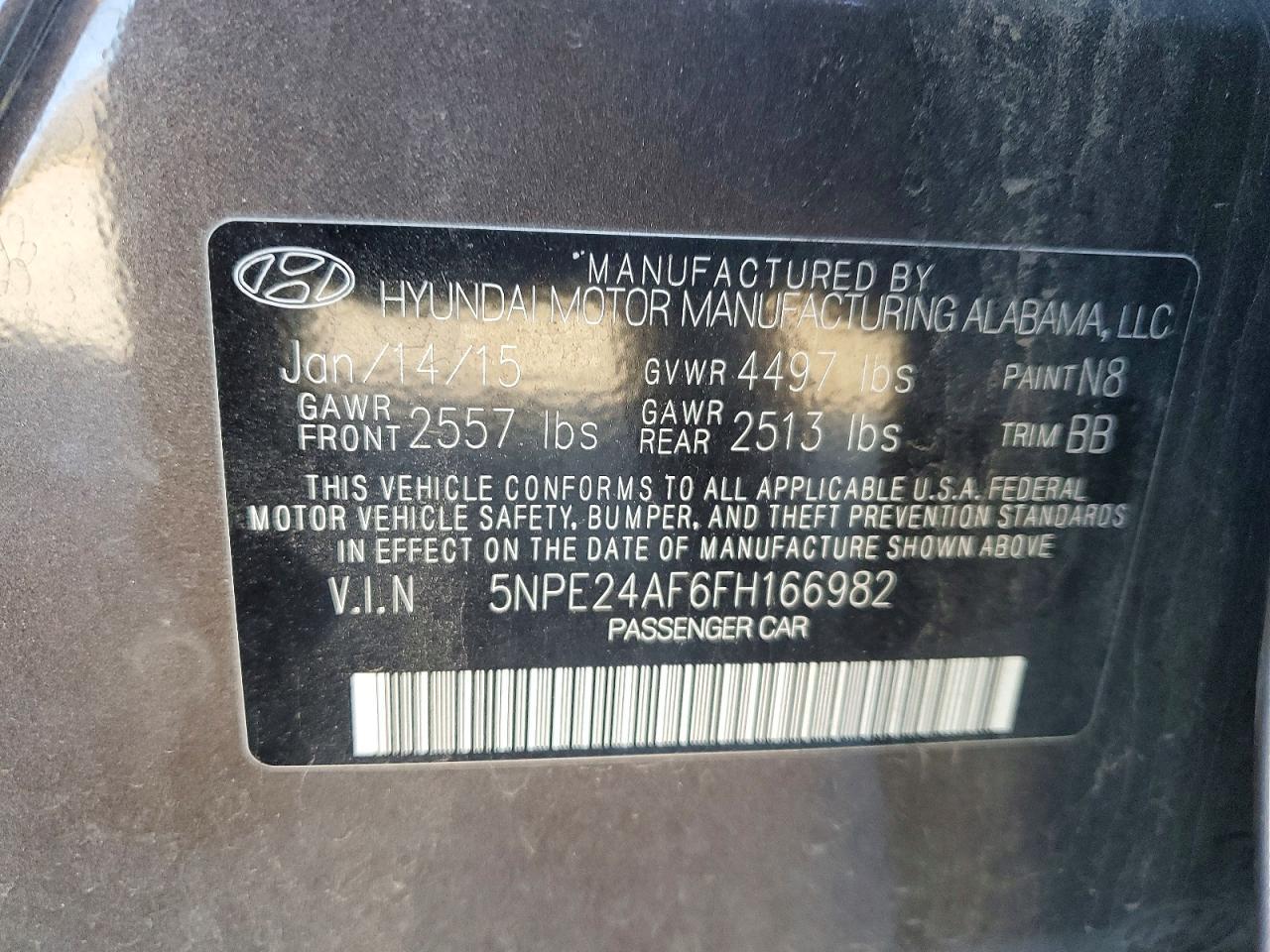 2015 HYUNDAI SONATA