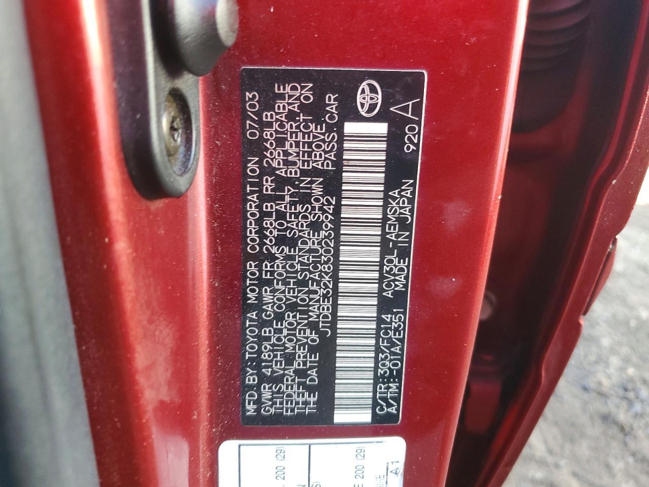 2003 TOYOTA CAMRY